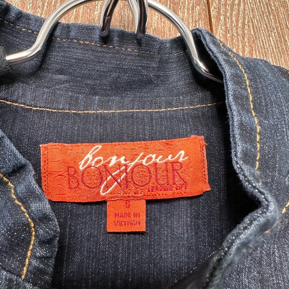 NWT Vintage 90s Y2k Stretch Denim Jacket Indigo Button Front Collared Women's Sm - Picture 3 of 7